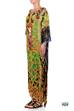 Devarshy Digital Print Golden Ornate Evergreen Long Embellished Designer Kaftan - 1104B , Apparel - DEVARSHY, DEVARSHY
 - 2
