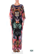 Devarshy Dark Swirling Terrain Design Long Embellished Designer Kaftan Dress - 1106C , Apparel - DEVARSHY, DEVARSHY
 - 1