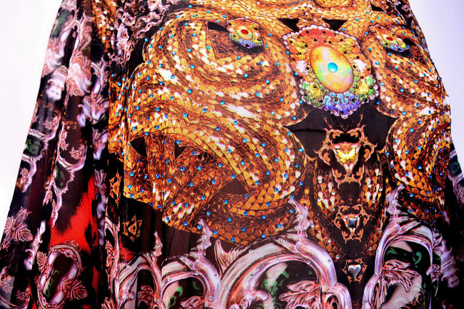 Devarshy Designer Ornate Animal Print Artistic Design Long Embellished Kaftan Dress - 1108A , Apparel - DEVARSHY, DEVARSHY
 - 4