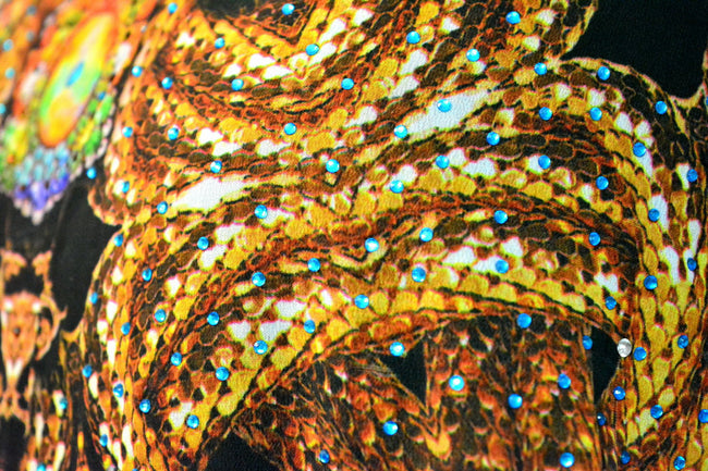 Decorated Seahorse Short Kaftan, Crystals Embellished Caftan, Georgette Kaftan - 1108C
