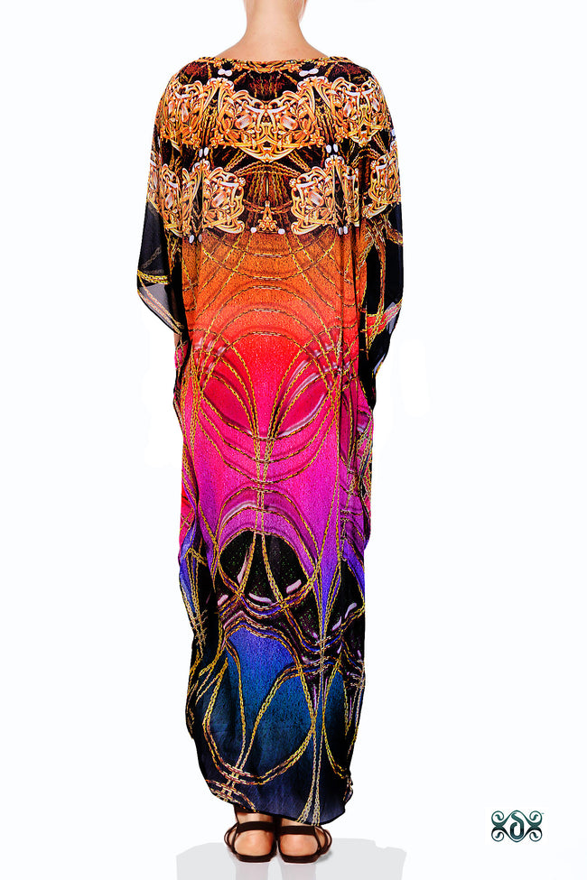Devarshy Designer Colorful Digital print Intricate Design Long Embellished Kaftan - 1113 B , Apparel - DEVARSHY, DEVARSHY
 - 3