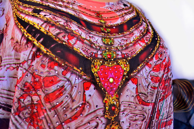 Devarshy Digital Print Artistic Long Embellished Designer Kaftan Dress - 1114 B , Apparel - DEVARSHY, DEVARSHY
 - 4