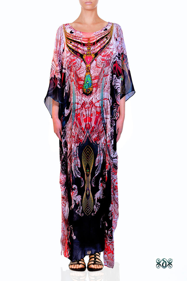 Devarshy Digital Print Artistic Long Embellished Designer Kaftan Dress - 1114 B , Apparel - DEVARSHY, DEVARSHY
 - 1