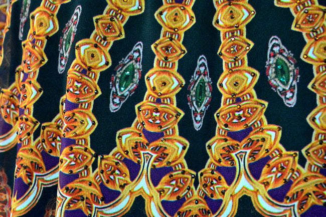 MORROQOE Violet Ornate Devarshy Embellished Short Georgette Kaftan - 1115A