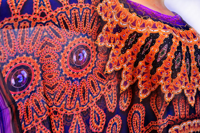 Devarshy Designer Violet Decorative Moroccan Style Long Embellished Kaftan Gown - 1115 A , Apparel - DEVARSHY, DEVARSHY
 - 5