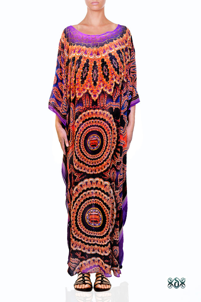 Devarshy Designer Violet Decorative Moroccan Style Long Embellished Kaftan Gown - 1115 A , Apparel - DEVARSHY, DEVARSHY
 - 1