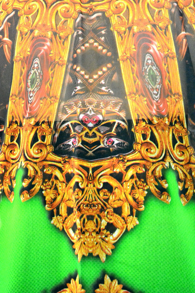 AURUM 79 Green Golden Ornate Devarshy Short Embellished Kaftan - 1116B