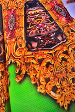 Devarshy Designer Bright Green Digital print Golden Decorative Long Embellished Kaftan - 1116 B , Apparel - DEVARSHY, DEVARSHY
 - 4