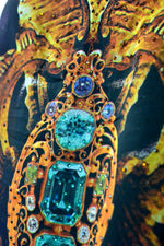 Cobweb Animal Print Kaftan, Crystals Embellished Kaftan, Short Georgette Kaftan,  - 1117B