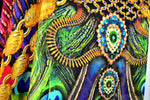 NATURE MORTE Ornate Peacock Feathers Devarshy Long Embellished Kaftan - 1119A