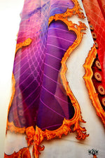 Scenic Purple Long Kaftan, Baroque Kaftan, Crystals Embellished Kaftan, Georgette Caftan - 1128A