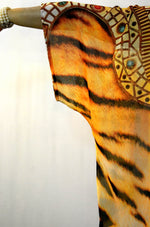 NATURE MORTE Luxury Tiger Print Devarshy Long Georgette Kimono Jacket - 0012