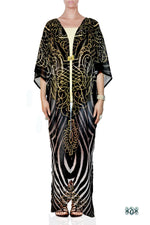 NATURE MORTE Decorated Stripes Devarshy Georgette Long Kimono Jacket - 1036A