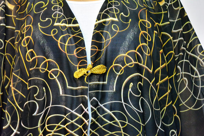 NATURE MORTE Decorative Stripes Devarshy Short Georgette Kimono Jacket - 1036A