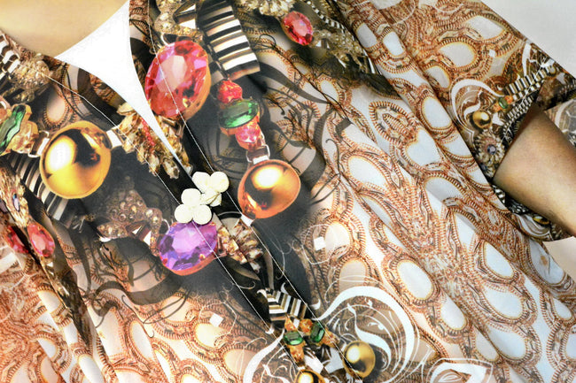 CRYSTALLIUS Decorated Stones Devarshy Long Georgette Kimono Jacket - 1047A