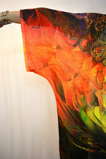 Devarshy LA FUTURISMO Intricate Orange Short Georgette Kimono Jacket - 1052B