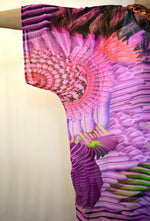 Devarshy NATURE MORTE Purple Feathers Georgette Short Kimono Jacket - 1075B