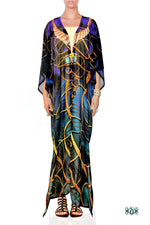 AURUM 79 Dark Spirals Devarshy Long Georgette Kimono Jacket - 1078A