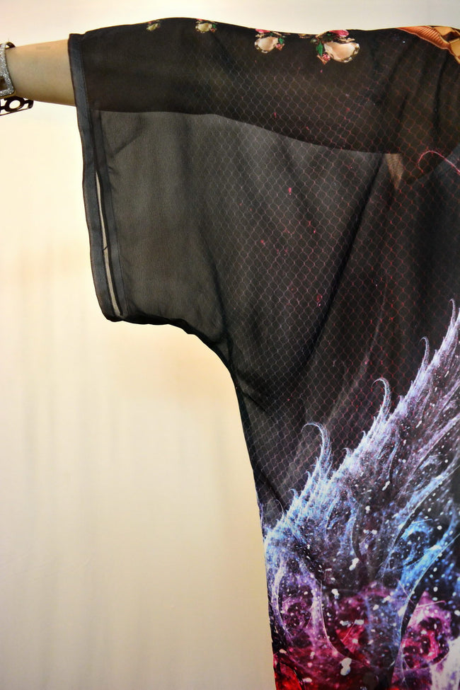 CRYSTALLIUS Dark Crystalline Devarshy Printed Short Kimono Jacket - 1096A