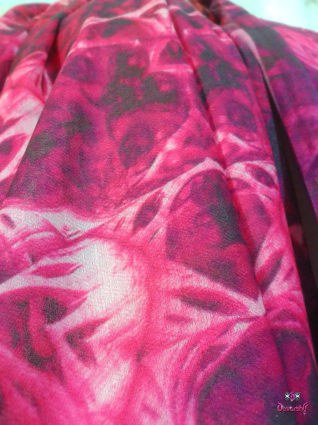 LA FUTURISMO Abstract Pink Devarshy Printed Viscose Long Stole - 1075C.