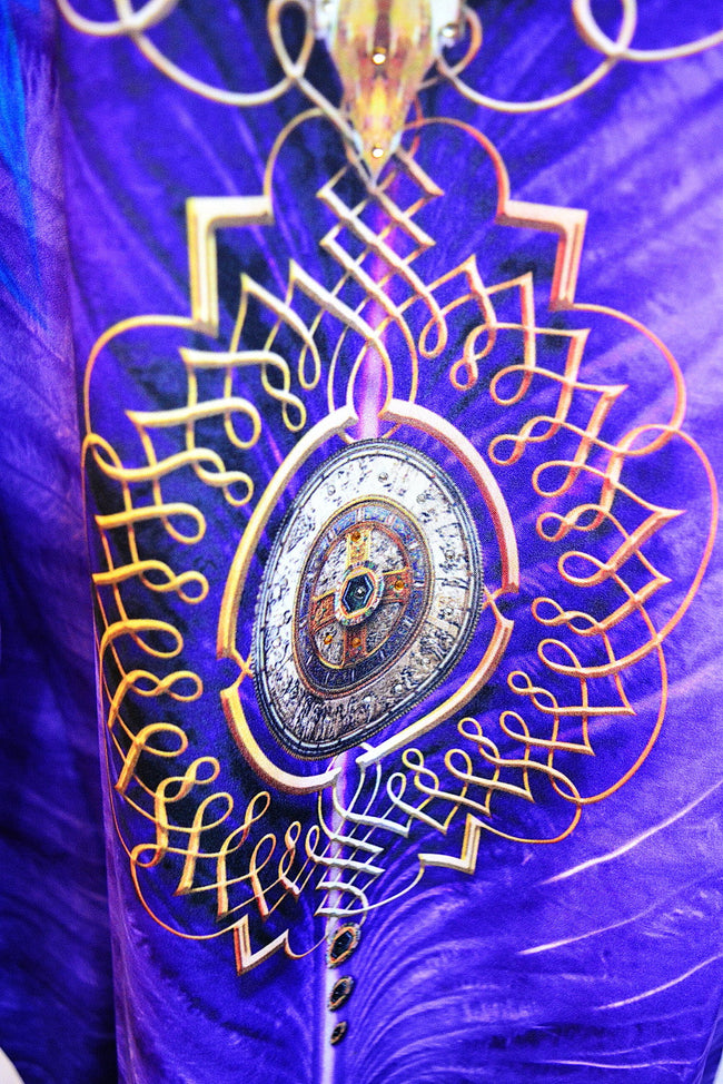 Devarshy Digital print Decorative Purple Feather Long Embellished Kaftan - 1038 B , Apparel - DEVARSHY, DEVARSHY
 - 4