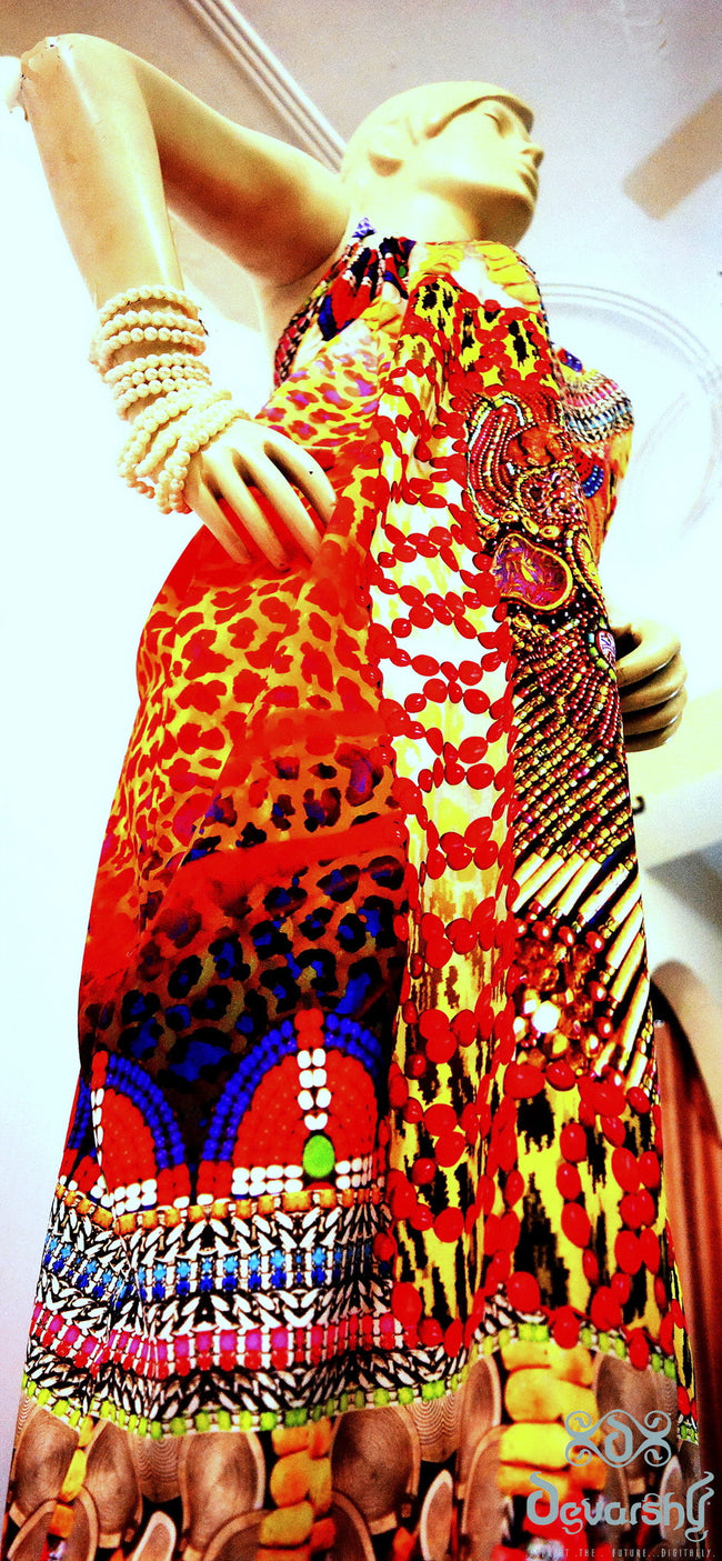 MAASAI-ENGAI Tribal Ornate Devarshy Embellished Drawstring Dress - 1071A