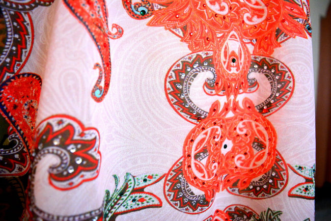 Devarshy Designer Digital Print Paisley Design Short Embellished Kaftan Tunic - 1087C , Apparel - DEVARSHY, DEVARSHY
 - 5