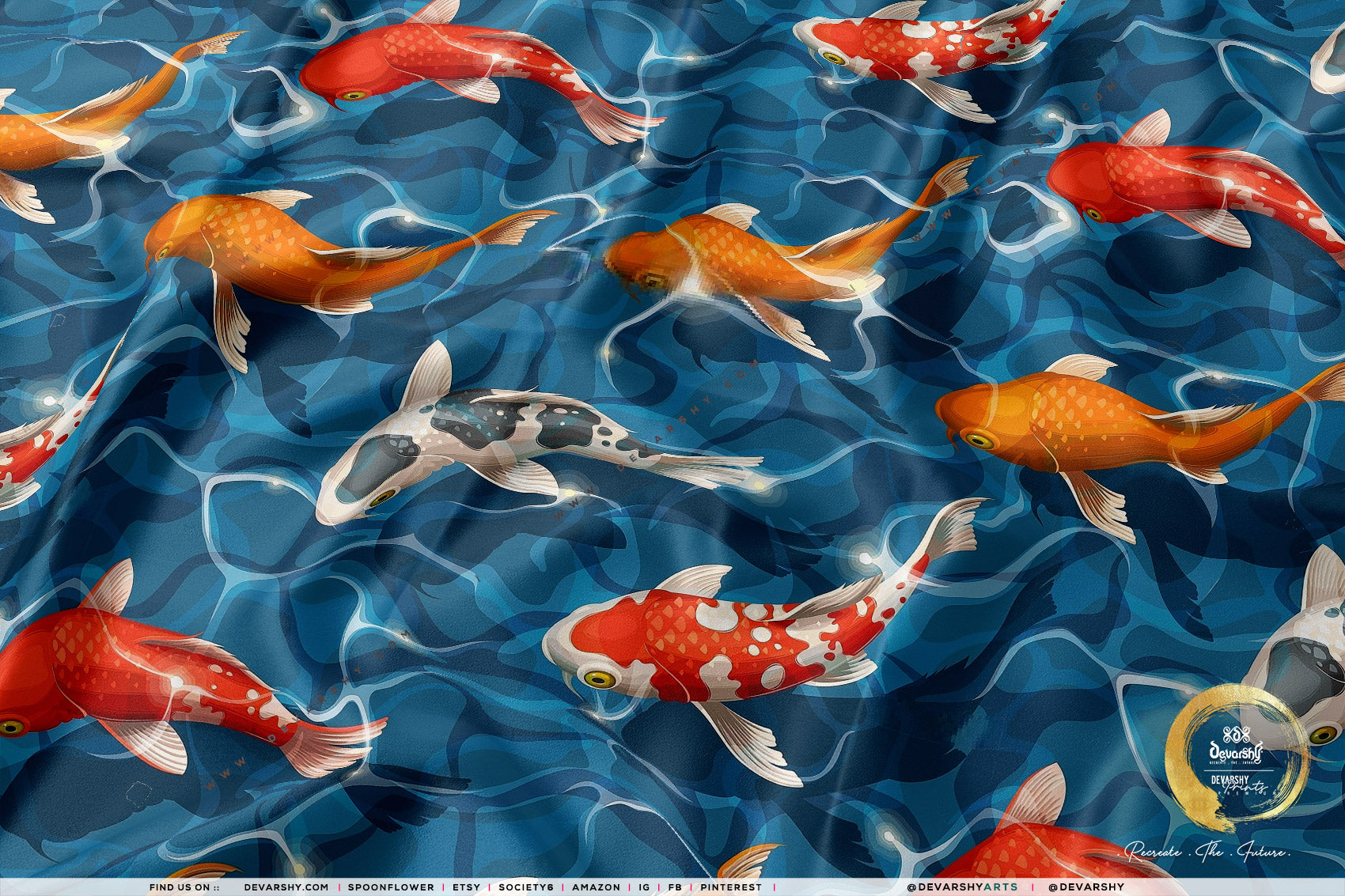 KOI FISH Upholstery Fabric 3meters 9 Designs & 12 Furnishing Fabrics  Colorful Fish Fabric By the Yard, 049