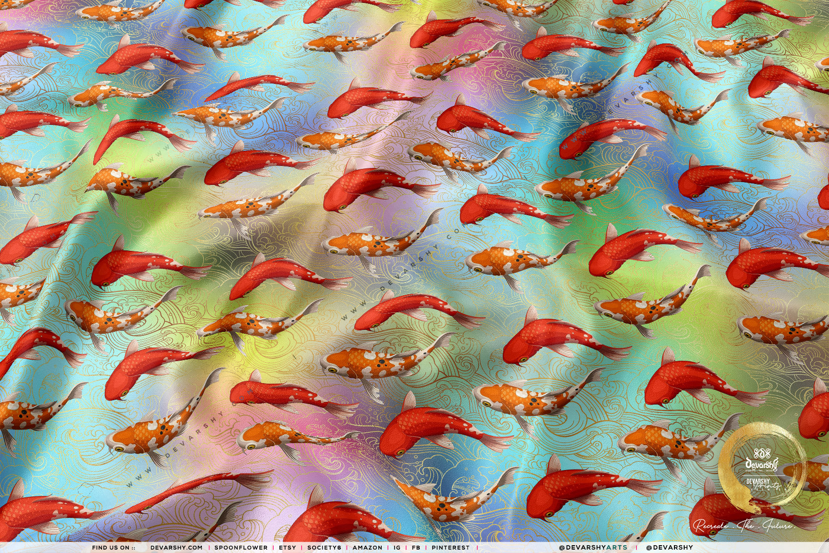 Shoal Of Fish Upholstery Fabric 3meters 9 Designs & 12 Furnishing Fabrics  Koi Fish Print Fabric By the Yard, 049