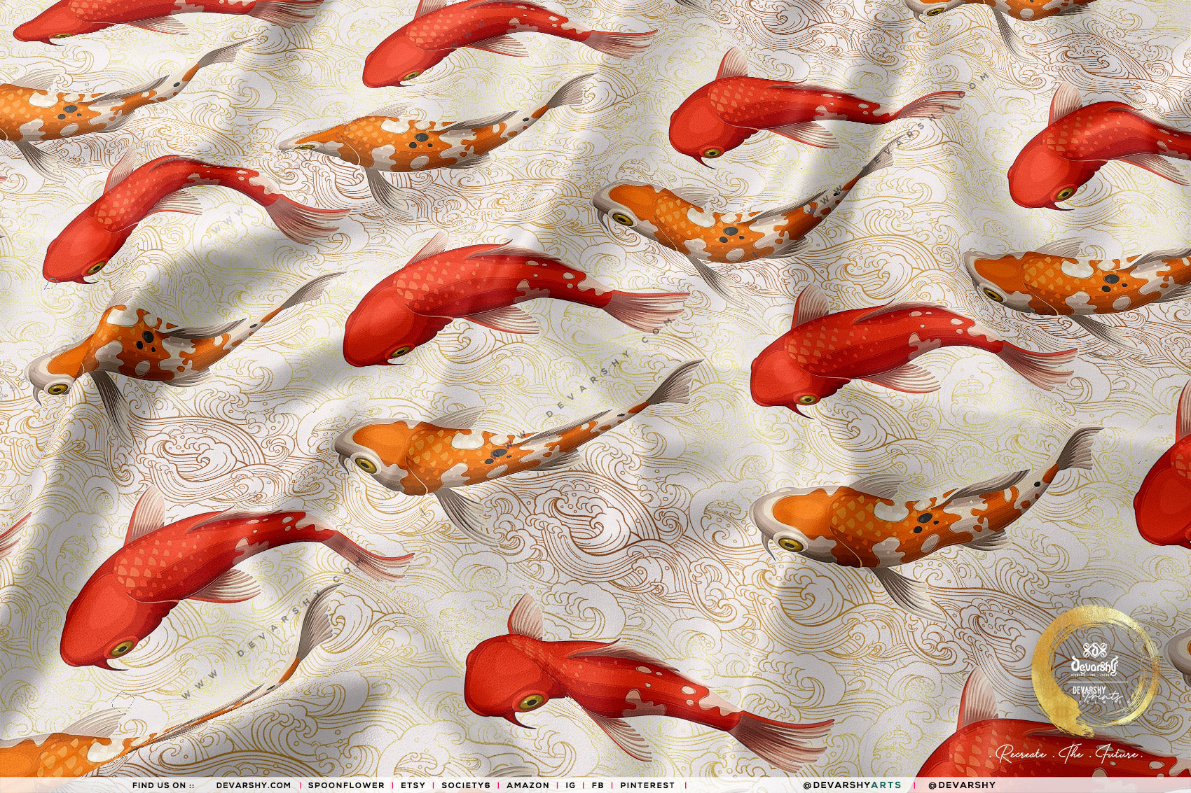 Shoal Of Fish Upholstery Fabric 3meters 9 Designs & 12 Furnishing