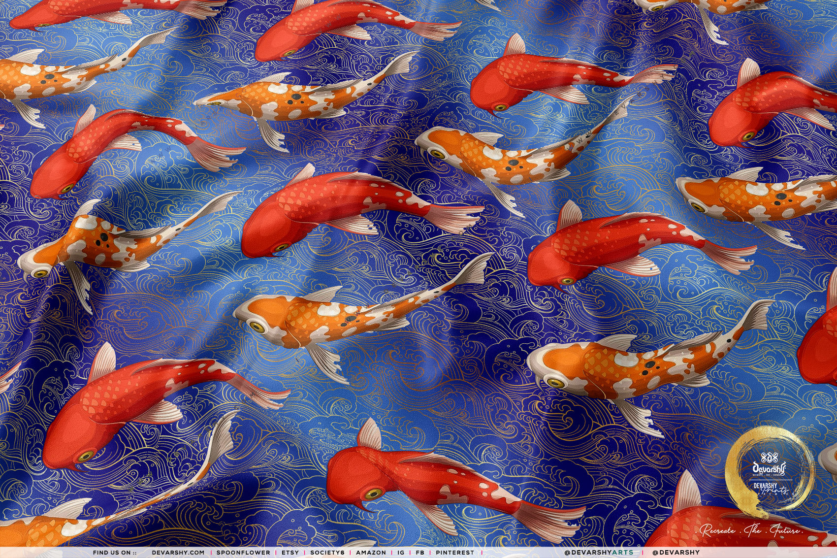 Japanese Blue Koi Fish Pattern Design - Koi Fish Patterns Shower