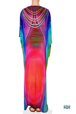 SPECTRUMANIA Vibrant Rainbow Devarshy Long Georgette Kimono Jacket - 003B