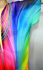 SPECTRUMANIA Vibrant Rainbow Devarshy Long Georgette Kimono Jacket - 003B