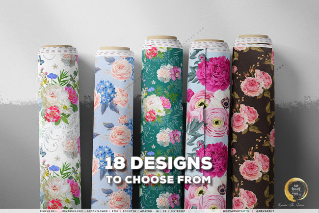 Pink Florals Apparel Fabric 3Meters+, 9 Designs | 8 Fabrics Option | Fabric By the Yard | D20135