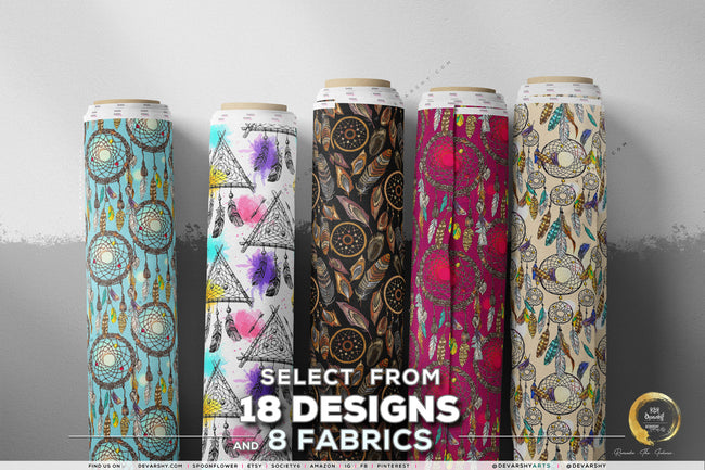 Dreamcatchers Apparel Fabric 3Meters+, 6 Designs | 8 Fabrics Option | Boho Fabric By the Yard | 040