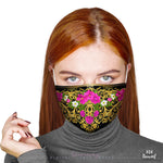 Fuchsia Floral Face Mask With Filter And Nose Wire - 11296C