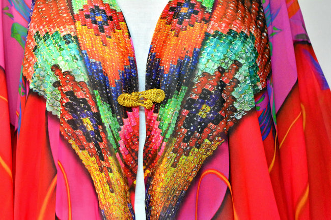 SPECTRUMANIA Vibrant Georgette Fringes  Devarshy Short Kimono Jacket - JK19