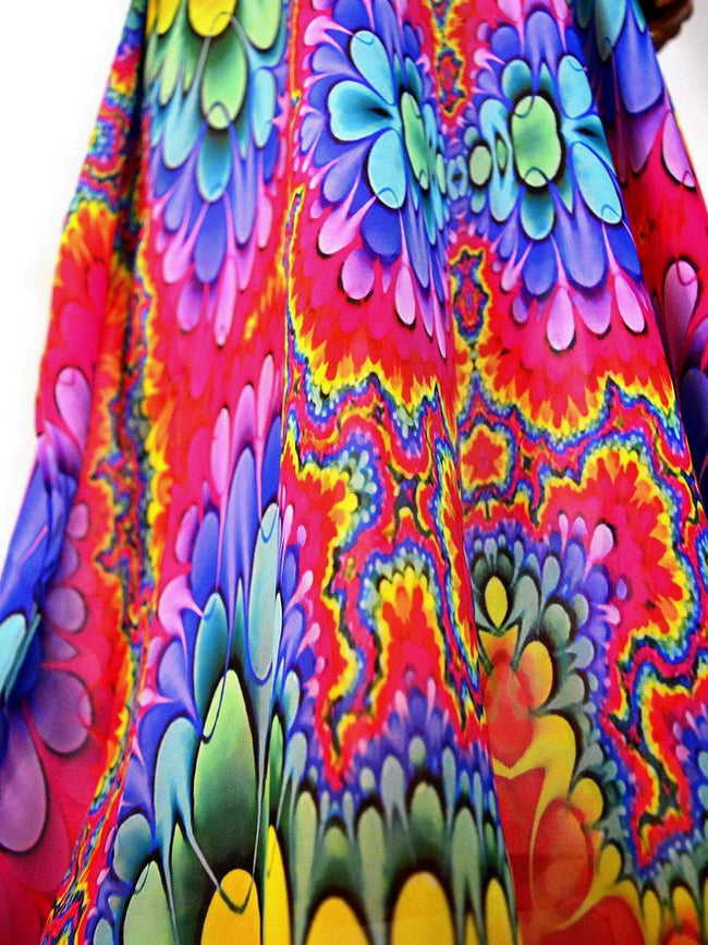 SPECTRUMANIA Dazzling Rainbow Devarshy Georgette Long Kimono Jacket - JK19