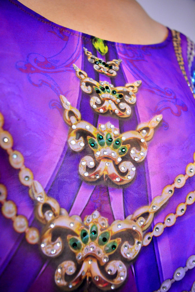 Devarshy Designer Rainbow Colors Digital print Elegant Long Embellished Kaftan Gown - 003B , Apparel - DEVARSHY, DEVARSHY
 - 4