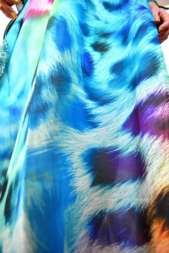 Devarshy Designer Animal print Turquoise Leopard Long Embellished Kaftan Dress - 006 , Apparel - DEVARSHY, DEVARSHY
 - 5