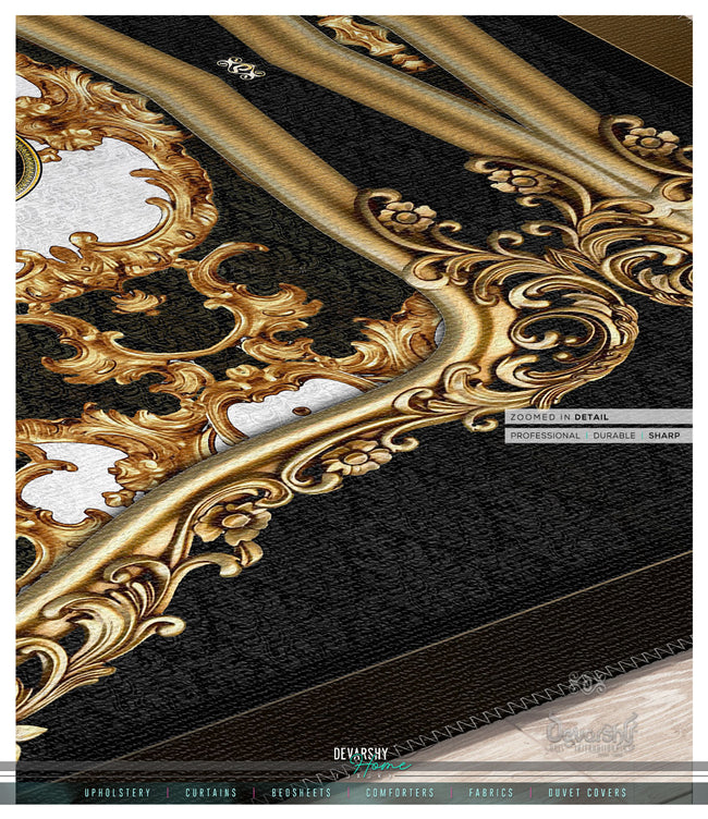 Opulence of Sicily Black Area Rug, Available in 3 sizes | 100337