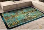 Polynesian Tattoo Design Turquoise Area Rug, Available in 3 sizes | 100530