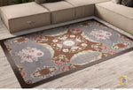 Brown Baroque Floral Print Area Rug, Available in 3 sizes | D20008