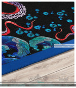 Blue Octopus Print Area Rug, Available in 3 sizes | D20025