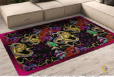 Burgundy Octopus Area Rug, Available in 3 sizes | D20026
