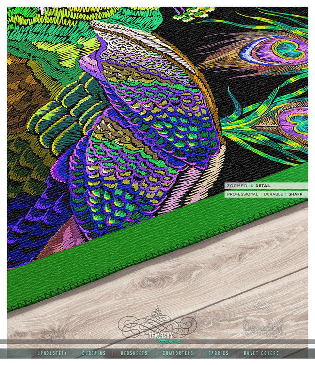 Green Peacock Area Rug, Available in 3 sizes | D20032