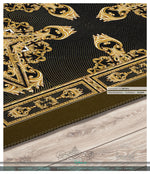 Russian Baroque Gold and Black Area Rug, Available in 3 sizes | D20039