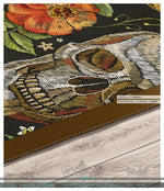Embroidered Skulls Area Rug, Available in 3 sizes | D20045