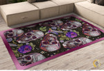 Embroidered Pink Skulls Area Rug, Available in 3 sizes | D20048