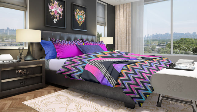 Colourful Printed Duvet Cover, Twin, Queen, King Size Bedding, Luxury Bed Linen, Devarshy Home